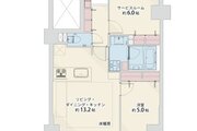 1LDK＋S、専有面積55.18平米、バルコニー7.48平米、室内リノベーション実施