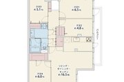 4LDK+W、専有面積87.00㎡、バルコニー面積14.57㎡、アルコーブ面積1.10㎡、ポーチ面積6.45㎡