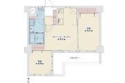 2DK、専有面積47.02㎡、バルコニー面積8.04㎡、室内リノベーション実施