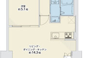 1LDK+W+SIC、専有面積43.82㎡、室内リノベーション