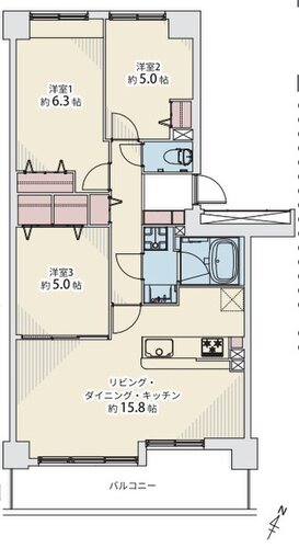 3LDK、専有面積71.58㎡、バルコニー面積10.06㎡、室内リノベーション 3LDK、専有面積71.58㎡、バルコニー面積10.06㎡、室内リノベーション