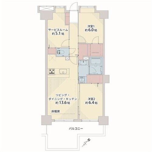 2LDK+S(納戸)+2W、専有面積68.40平米、ルーフバルコニー13.95平米、室内リノベーション実施 2LDK+S(納戸)+2W、専有面積68.40平米、ルーフバルコニー13.95平米、室内リノベーション実施