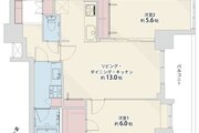 2LDK+W、専有面積60.02㎡、バルコニー9.44㎡、室内リノベーション実施