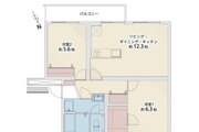2LDK+W、専有面積57.58㎡、バルコニー面積5.99㎡、室内リノベーション実施 2LDK+W、専有面積57.58㎡、バルコニー面積5.99㎡、室内リノベーション実施
