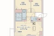 2LDK+SIC、専有面積50.40㎡、バルコニー面積9.88㎡、室内リノベーション 2LDK+SIC、専有面積50.40㎡、バルコニー面積9.88㎡、室内リノベーション