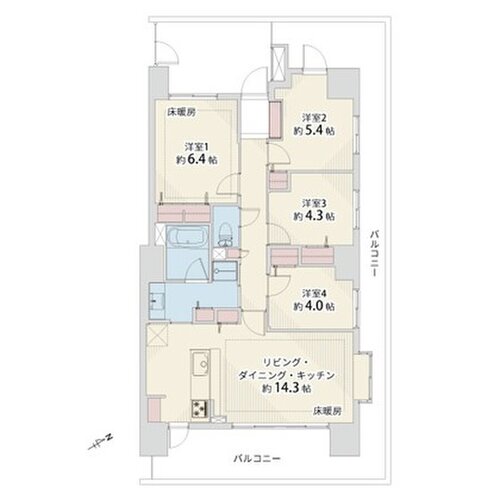 4LDK、専有面積78.84㎡、バルコニー面積31.50㎡、ポーチ面積7.70㎡、室内リノベーション実施 4LDK、専有面積78.84㎡、バルコニー面積31.50㎡、ポーチ面積7.70㎡、室内リノベーション実施