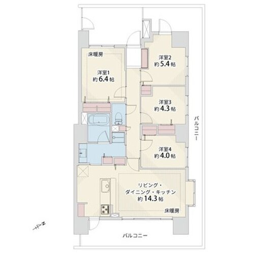 4LDK、専有面積78.84㎡、バルコニー面積31.50㎡、ポーチ面積7.70㎡、室内リノベーション実施 4LDK、専有面積78.84㎡、バルコニー面積31.50㎡、ポーチ面積7.70㎡、室内リノベーション実施