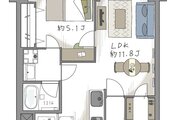 1LDK、専有面積46.23m2、バルコニー面積5.78m2 1LDK、専有面積46.23m2、バルコニー面積5.78m2