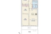2LDK+S(納戸)+専用庭、専有面積63.80㎡、バルコニー7.25㎡、専用庭約10.38㎡ 2LDK+S(納戸)+専用庭、専有面積63.80㎡、バルコニー7.25㎡、専用庭約10.38㎡