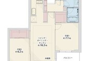 2LDK+2W、専有面積70.68平米、バルコニー5.92平米