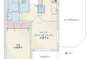 1LDK＋ルーフバルコニー、専有面積38.68平米、バルコニー3.65平米、ルーフバルコニー16.30平米、室内リノベーション実施