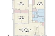専有面積72.27㎡、バルコニー12.87㎡、玄関ポーチ7.66㎡