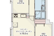 2LDK、専有面積53.16㎡、バルコニー面積7.49㎡、室内リノベーション