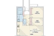 2LDK、専有面積60.31㎡、バルコニー12.99㎡、室外機置場1.47㎡、ポーチ5.88㎡、室内リノベーション実施