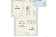 2LDK+W、専有面積59.51㎡、バルコニー7.51㎡※弊社内法にて採寸。室内リノベーション実施