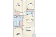 3LDK+W、専有面積74.18㎡、バルコニー8.02㎡、トランクルーム3.17㎡、室内リノベーション実施