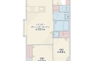 2LDK、専有面積51.44㎡、バルコニー面積2.76㎡、室内リノベーション実施