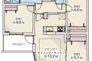 3LDK、専有面積71.58㎡、バルコニー面積6.60㎡、室内リノベーション
