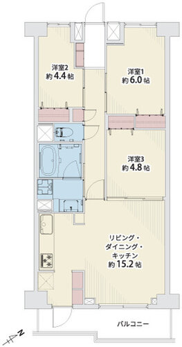 3LDK、専有面積68.40㎡、バルコニー面積7.23㎡、室内リノベーション 3LDK、専有面積68.40㎡、バルコニー面積7.23㎡、室内リノベーション