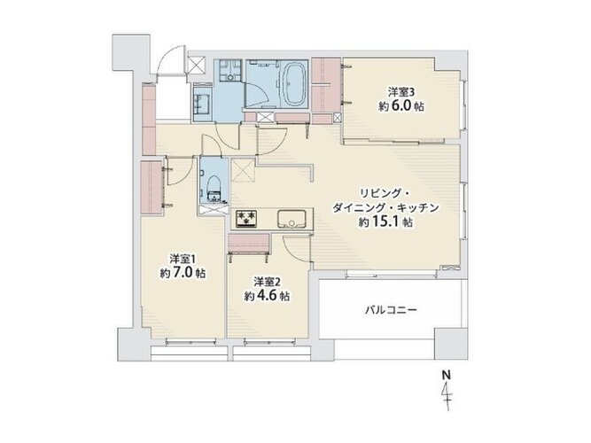 3LDK、専有面積71.53㎡、バルコニー面積10.53㎡、室内リノベーション実施 3LDK、専有面積71.53㎡、バルコニー面積10.53㎡、室内リノベーション実施
