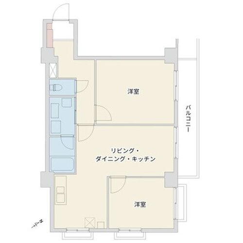 2LDK、専有面積60.64平米、バルコニー7.32平米 2LDK、専有面積60.64平米、バルコニー7.32平米