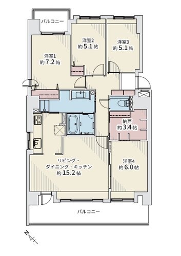 専有面積89.38㎡、バルコニー20.24㎡、室内リノベーション実施 専有面積89.38㎡、バルコニー20.24㎡、室内リノベーション実施
