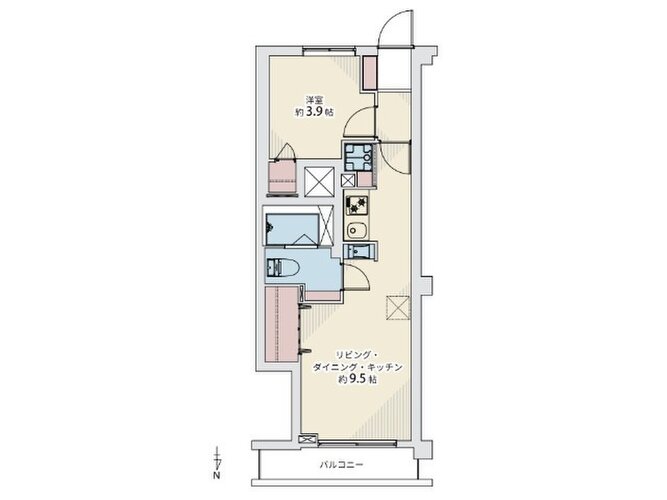 1LDK、専有面積32.79㎡、バルコニー面積3.33㎡、室内リノベーション実施 1LDK、専有面積32.79㎡、バルコニー面積3.33㎡、室内リノベーション実施