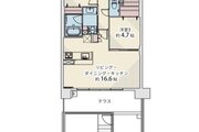 3LDK＋テラス＋専用庭、専有面積71.67㎡、テラス面積13.40㎡、専用庭面積12.48㎡