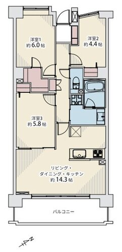 3LDK+WIC、専有面積70.27㎡、バルコニー面積10.2㎡、室内リノベーション 3LDK+WIC、専有面積70.27㎡、バルコニー面積10.2㎡、室内リノベーション