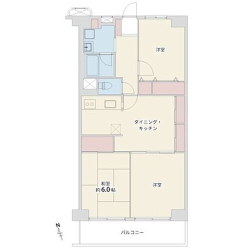 3DK、専有面積66平米、バルコニー8.40平米 3DK、専有面積66平米、バルコニー8.40平米