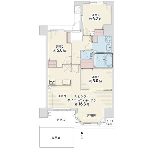 3LDK+テラス+専用庭 3LDK+テラス+専用庭