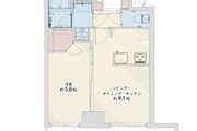1LDK+W、専有面積36.38㎡、バルコニー10.40㎡ 1LDK+W、専有面積36.38㎡、バルコニー10.40㎡