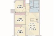 3LDK+専有面積52.40㎡、バルコニー8.05㎡、室外機置場0.35㎡ 3LDK+専有面積52.40㎡、バルコニー8.05㎡、室外機置場0.35㎡