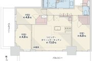 3LDK+2W+SIC、専有面積74.64㎡、バルコニー28.09㎡、室内リノベーション実施
