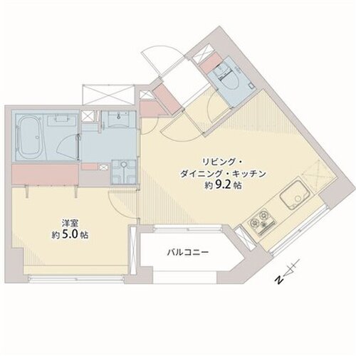 1LDK、専有部分34.98㎡、バルコニー3.51㎡、室内リノベーション実施 1LDK、専有部分34.98㎡、バルコニー3.51㎡、室内リノベーション実施