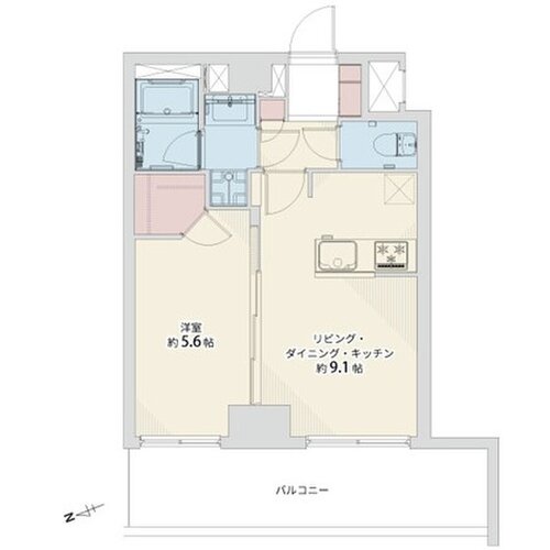 1LDK+W、専有面積36.38㎡、バルコニー10.40㎡ 1LDK+W、専有面積36.38㎡、バルコニー10.40㎡