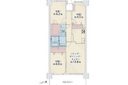 3LDK＋2WIC専有面積71.36㎡、テラス面積13.80㎡、サービスヤード面積17.35㎡