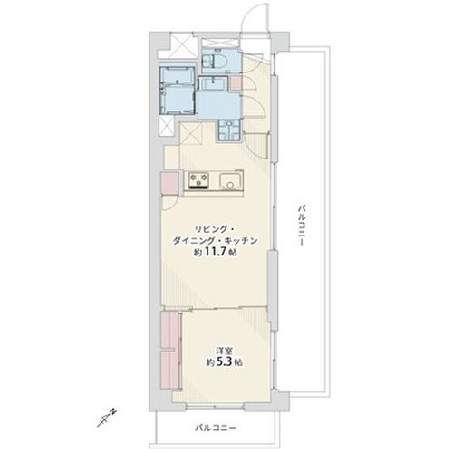 1LDK、専有面積40.71平米、バルコニー24.11平米、室内リノベーション実施 1LDK、専有面積40.71平米、バルコニー24.11平米、室内リノベーション実施